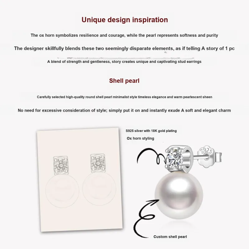 MITHAOL KUSC Zircon Shell Beads Stud Earrings Women's-3