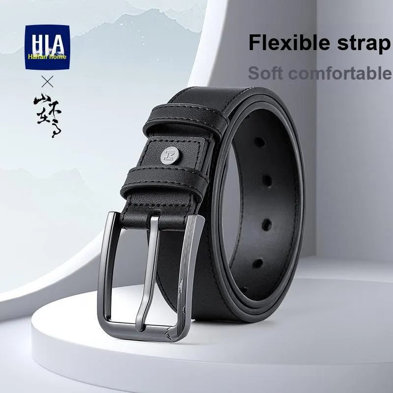 HLA Split Cow Leather Belts Men's 3.75cm-1