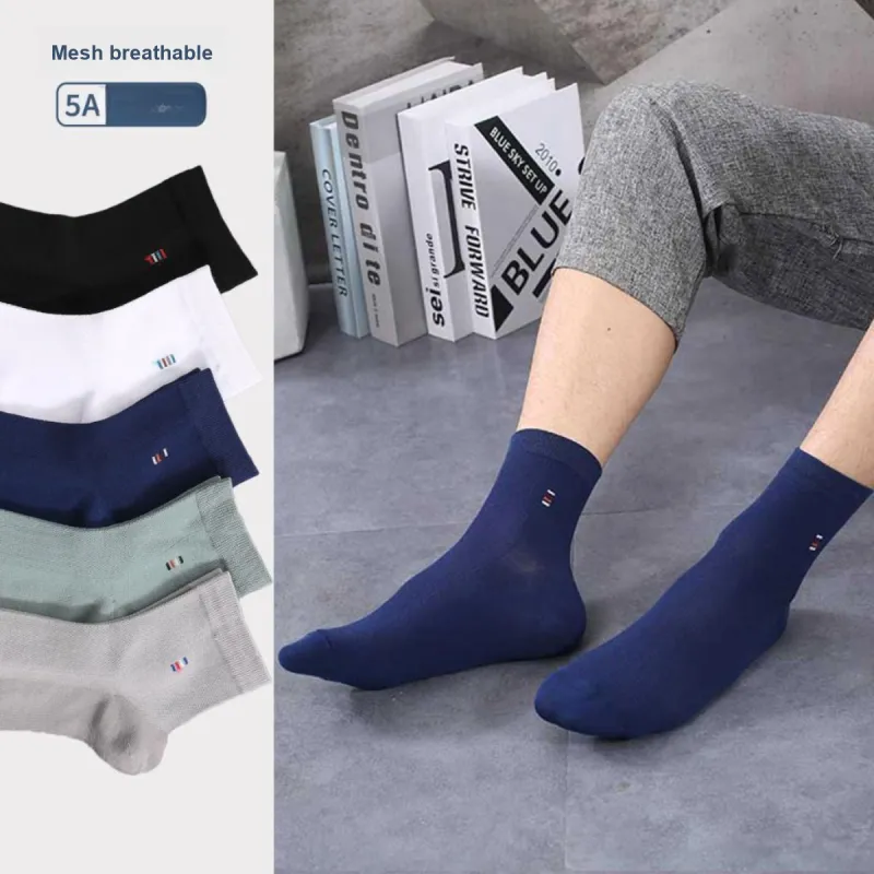 H YXIANG Mid Calf Socks Men's 5 Pack-4