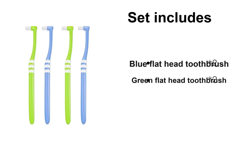 FAWNMUM Single Bundle Flat Head Toothbrushes Cleaning 4 Pcs-4