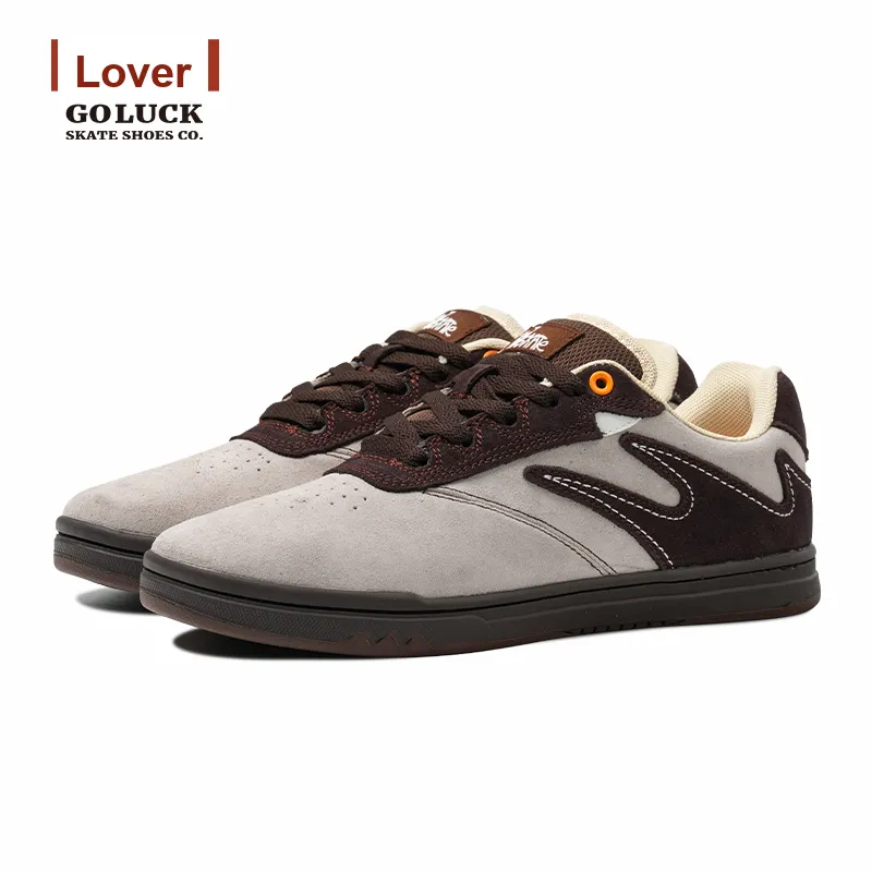 GOLUCK Cushioning, Wear Resistant Low Top Skateboard Shoes Unisex Gray Brown-1