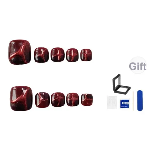 XNTX Огонь Пламя Blazing Глаза False Nail Короткий Квадрат Красные оттенки Smudge Стиль Instagram