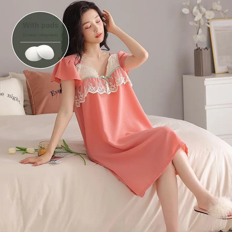 JINXU Nightgown Women's Orange Red-2