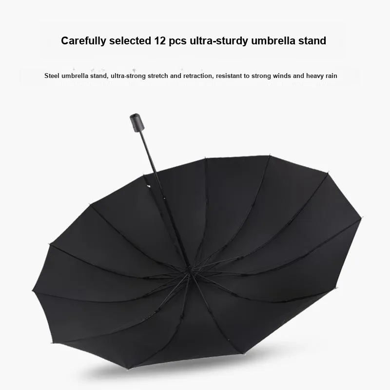 Sunny Edge PLUS Extra Large Business Umbrella 12 Rib Three Fold Vinyl Umbrella Sunny And Rainy Dual Use Multicolor-4