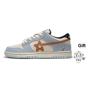 RIPSTAR SKBD Low Maxes Ranch Anti Slip Wear Resistant Low Top Skateboard Shoes Unisex Blue Beige