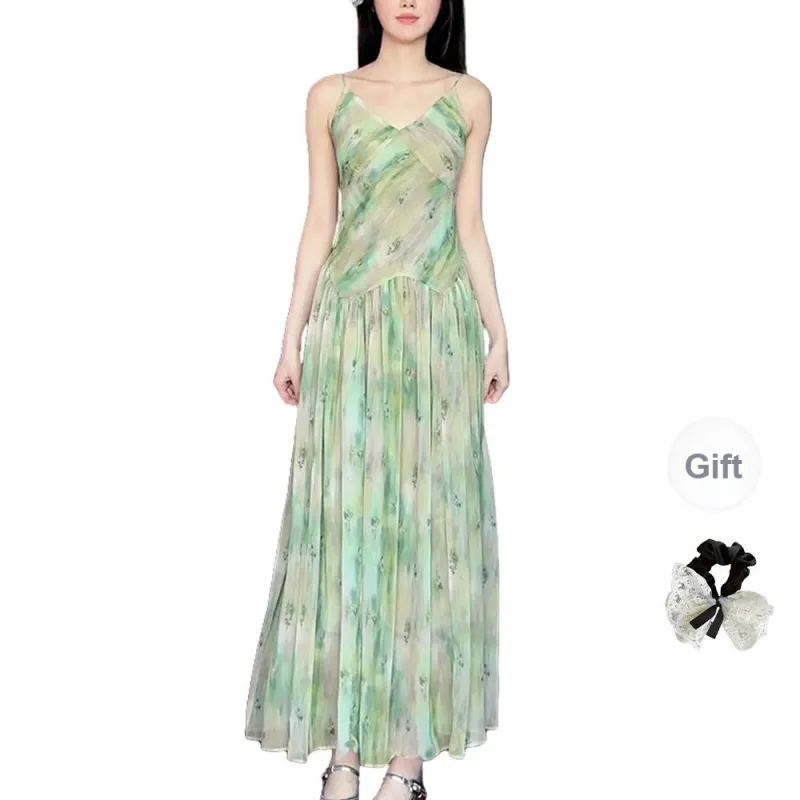 TUSHIFEI Slip Dresses Women's Green+Hair Tie Included-0