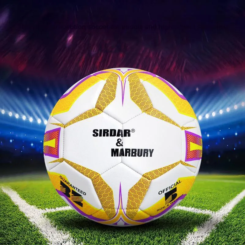 SIRDAR No. 4 No. 5 Soccer PU Machine Stitched Soccer Ball Unisex White Yellow-5