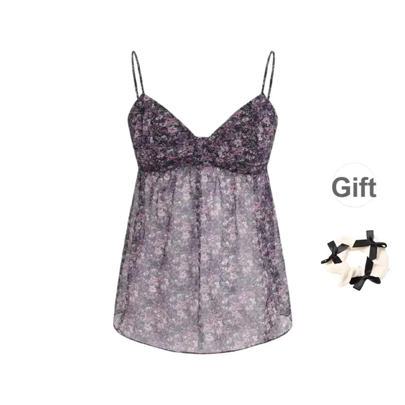 TURN UP Tank Tops Women's Purple+Bowknot Hair Tie Comes With-0