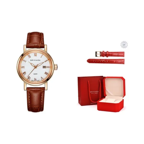 BRIGADA Goddess Series Little Коричневый Кварцевый механизм Женские часы Кожаный ремешок Циферблат белого цвета