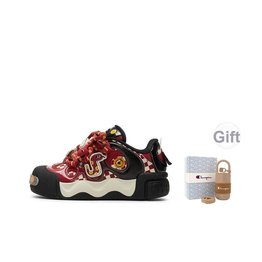 Champion Год Змеи С наполнителем Пончик Низкие Кроссовки для скейтбординга Мужские Остаток Красный Черный