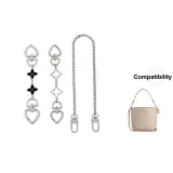 [Silver Black Four-Leaf Clover+Irregular Shape Extender Chain]+Decorative Chain 40cm