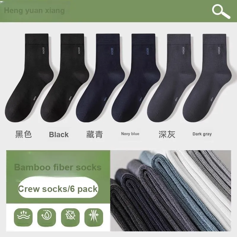 H YXIANG Mid Calf Socks Men's 6 Pack-5