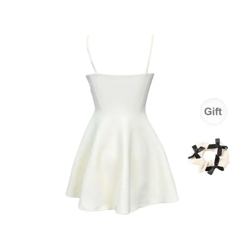 TURN UP Slip Dress Women's Apricot+Bowknot Hair Tie Comes With-1