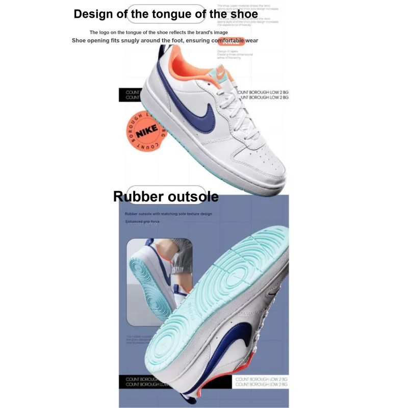 Nike Court Borough Low 2 White Navy GS-4