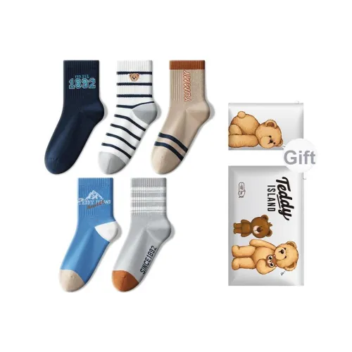 TEDDY ISLAND Полосы+Синий Белый+Хаки+Серый+Темно-Синий Kids Носки