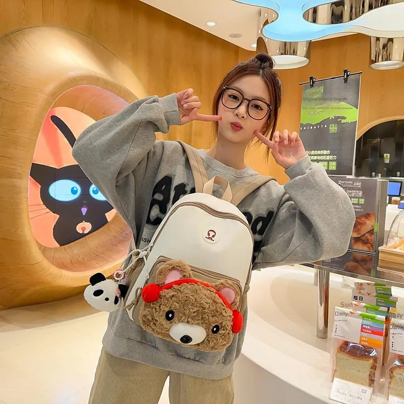 GOBLIN SHARKS 1759 Nylon Backpack Large Size Unisex White Khaki/White Red/Black/Pink-1