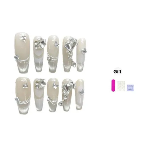 XIBI Starry Sky Bright Diamond Socialite Sparkle Elegance False Nail Medium LADDER White Jump Color XIBI Звездное небо Яркий Ромб Социальита Искра Элегантность False Nail Средний LADDER Белый Jump Цвет