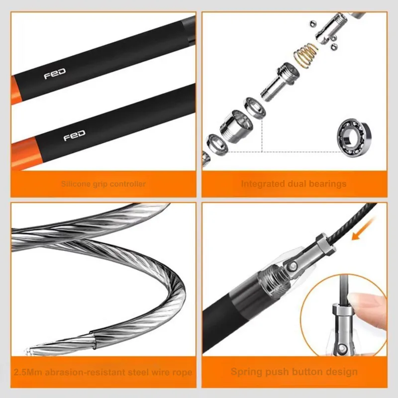 FEIERDUN Sports & Fitness Non Countable Jump Ropes Adults PVC+Steel Wire Rope, Silicone, Aluminum Alloy Controller-4