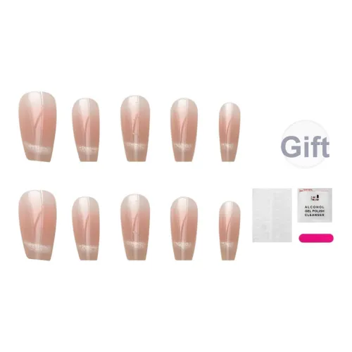 JIABITU Улыбка Кошачий глаз False Nail MID Длина (размер в длину) Элегантность Универсальный Румяна Потертый Coquette