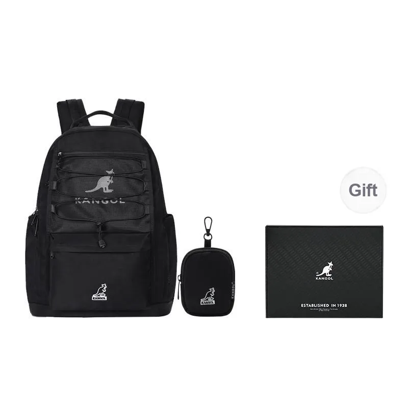 KANGOL Nylon Students Commute Backpack Large Size Unisex Khaki/Black-6