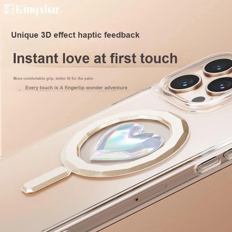 Kingxbar TPU Material 3D Effect Heart Magsafe Phone Case Compatibility With Apple 16 Collection IPhone16proma-5