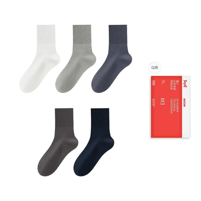 MIIOW Trend Party Series Mid Calf Socks Men's Shopping Bag 5 Pack-11