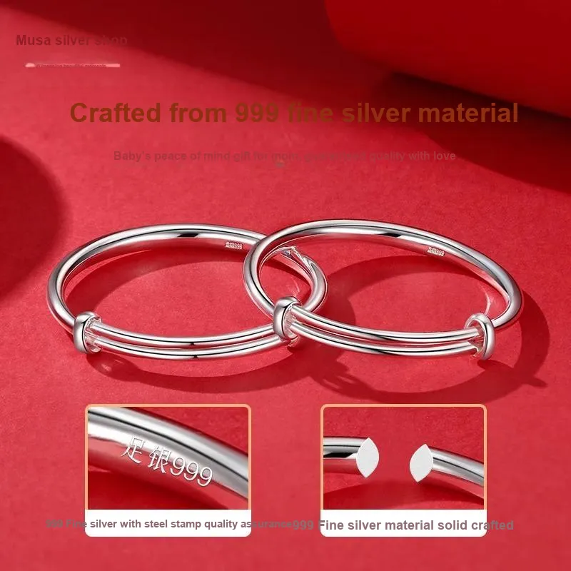 MIAOYINGE 999 Fine Silver Bangles Women's-2