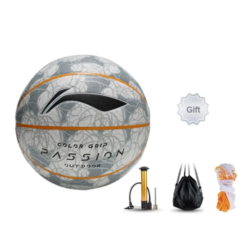 LiNing PU Basketball Gray Size 7 Training Match Unisex-5