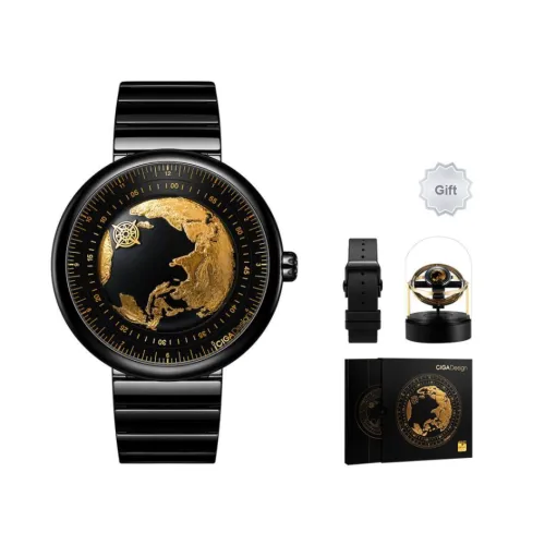 CIGA Design Автоматический Механический Movement Мужские Часы U Collection 46mm*46mm*15,6mm Черные