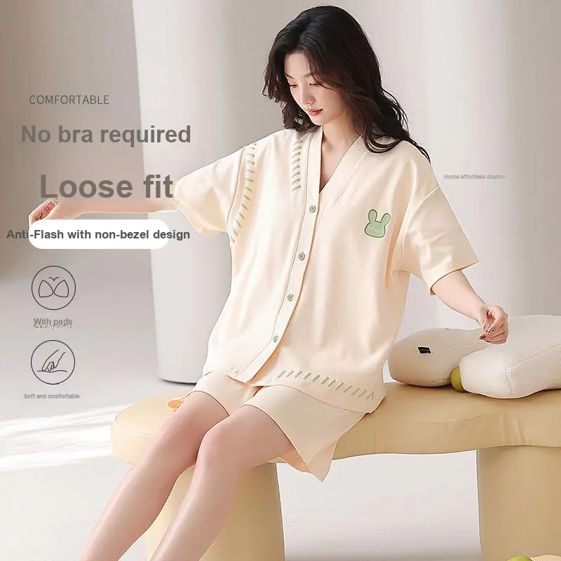 CHUDUAN Pajama Set Women's Apricot-3