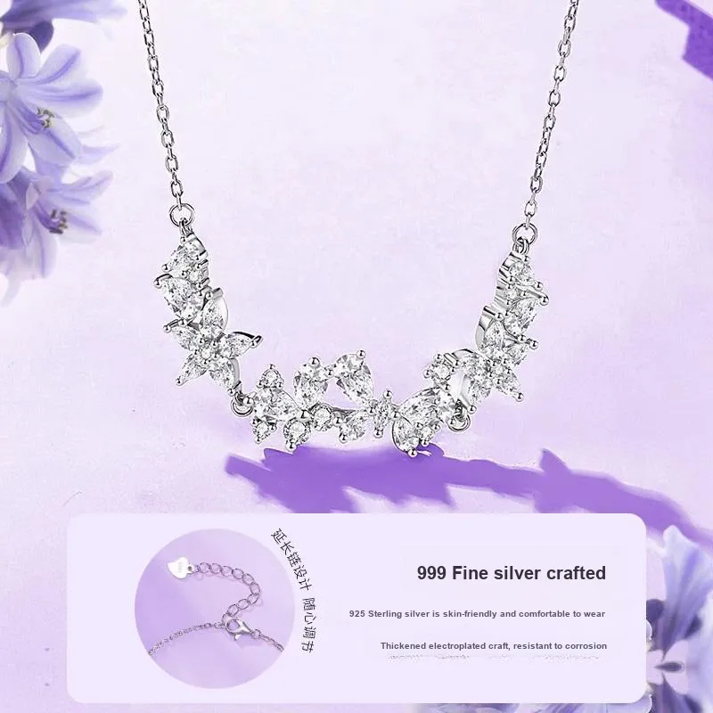 MAGICPOLE Sterling Silver With Zircon Necklaces Women's Silver-5