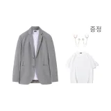 그레이 (브로치 포함 + 화이트 티셔츠)