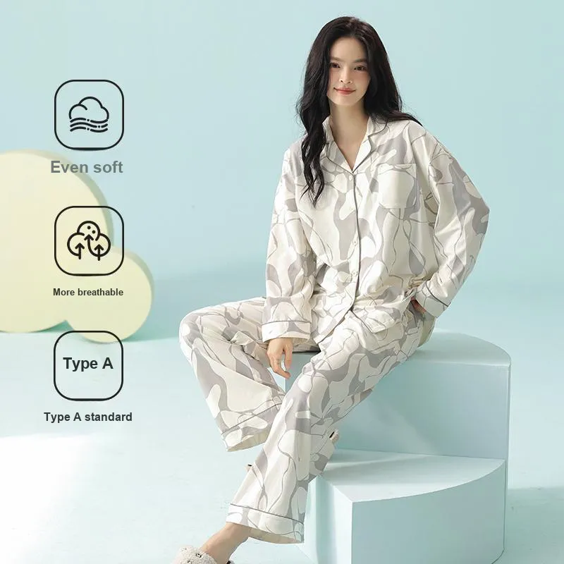 WANANNI Pajama Set Women's Gray White-3