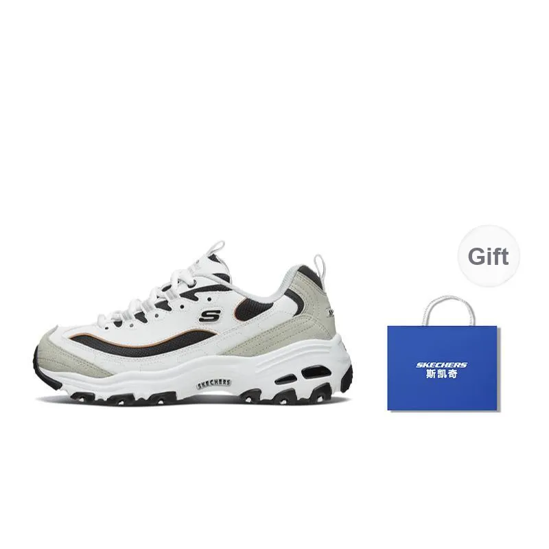 Skechers D'LITES 1.0 Anti Slip Wear Resistant Low Top Chunky Sneakers Men's White Gray-0
