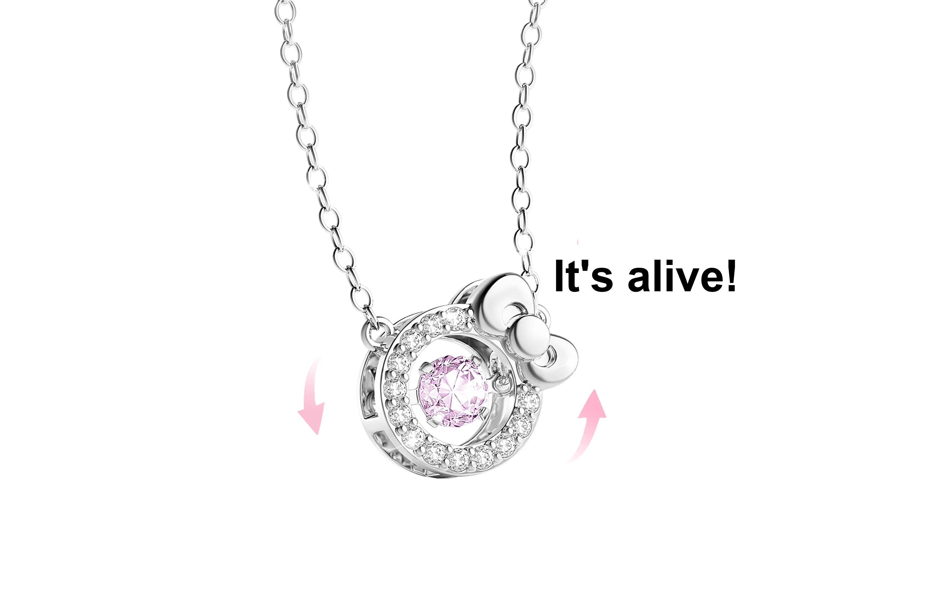 TIDECOLOR Hello Kitty S925 Silver Necklaces Women's Pink