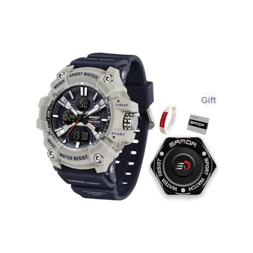 Sanda Электронный + Кварцевый механизм TPU Ремешок Часы Мужские Черный Циферблат