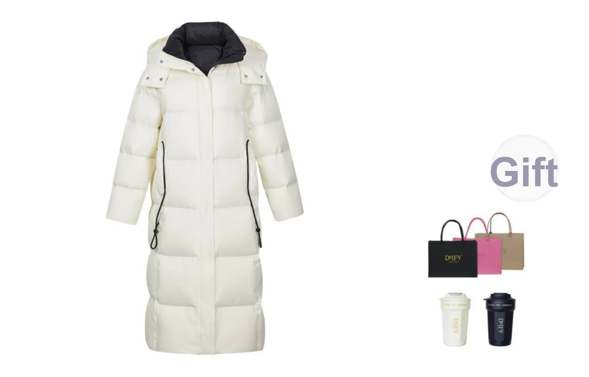 DEIFY Winter Long White Duck Down Jacket Coat Women's