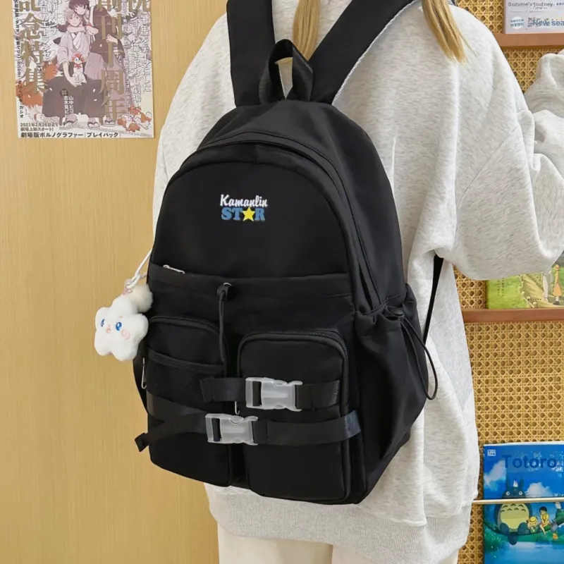 AIBAG Nylon Backpack Women's White/Black/Blue/Pink-6