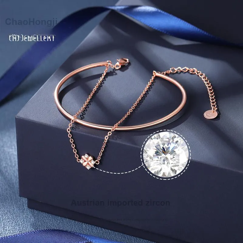 CHAOHONGJI 925 Sterling Silver Bangles Women's-4
