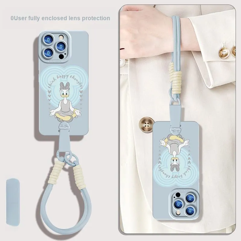 Disney Silicone Material Cute With Lanyard Phone Cases Compatible With Apple 16 Pro Max/15 Pro/15 Plus/14 Pro/13/12/11-9