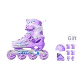 [Upgraded Double Buckle]Purple+Shoulder Bag+Helmet Protective Gear 7-Piece Set
