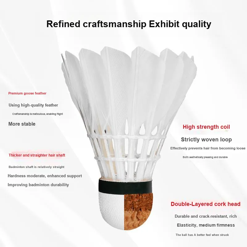 PEAK PK K15 Goose Feather Shuttlecock 12 Pack Goose Feather Professional Shuttlecocks-3