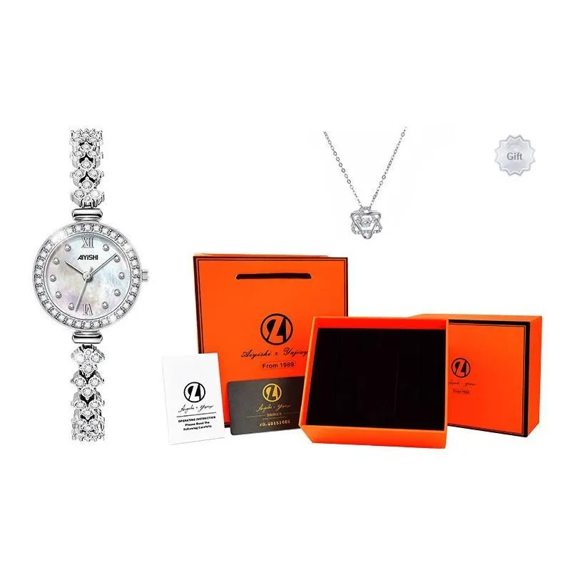 AIYISHI Кварцевый механизм нержавеющая сталь ремешок женские часы жемчужная раковина цвет циферблат часов