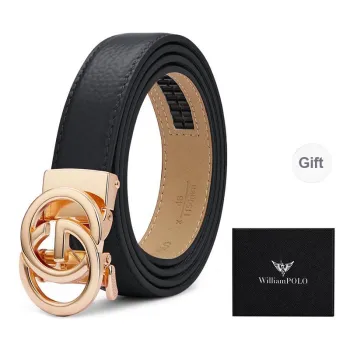 WilliamPOLO Cow Leather Belts Women's Gunmetal 2.4cm