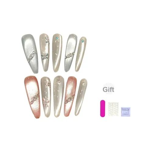 XIBI Премиум Ручная работа False Nail Миндально-розовый Белый Jump Цвет