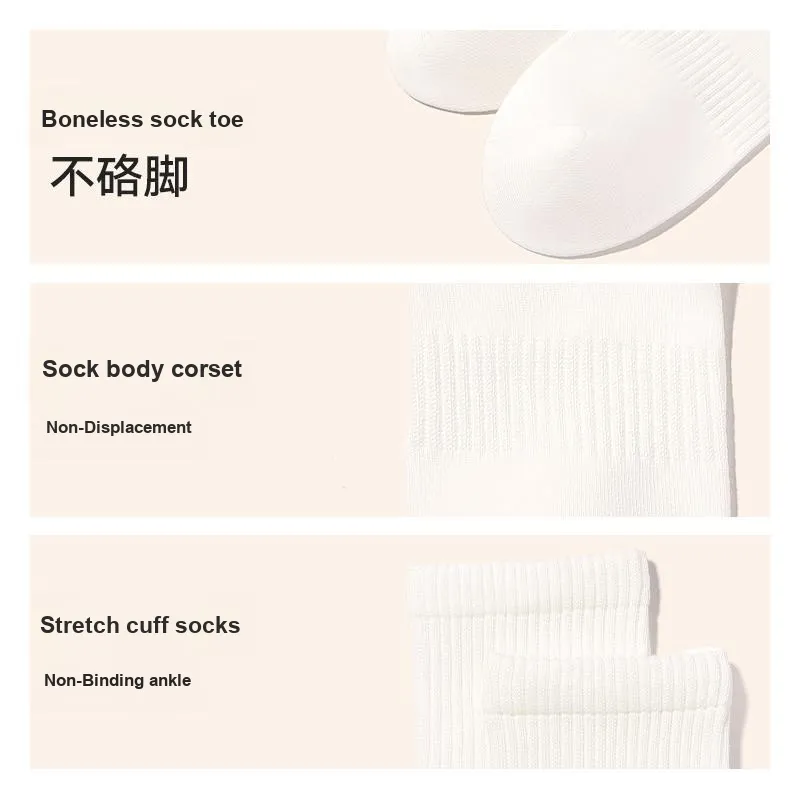 B&C.Room Mid Calf Socks Spring Summer Unisex 5 Pack Black White Gray-9