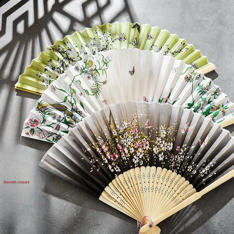 Pleasant Language Twill Damask And Silk Folding Fan-3