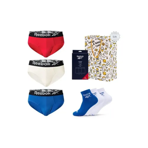 Reebok co-brand Нижнее белье Красный/Бежевый/Reebok co-brand Синий+Носки Белый/Белый/синий Мужской Подарочный набор нижнего белья