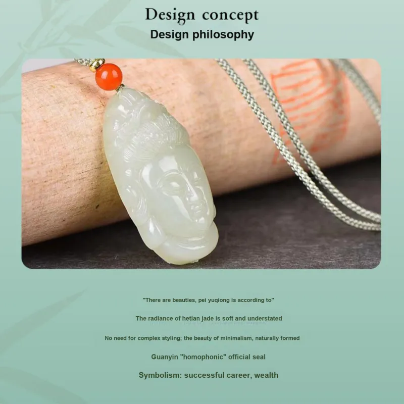 LAOMIAO Hetian Jade Pendants Pale Greenish White Jade Women's-4