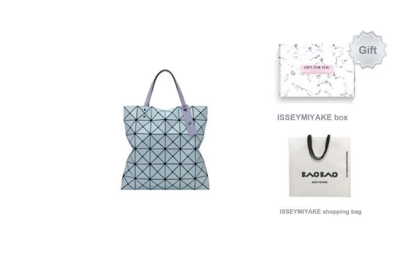 ISSEY MIYAKE Lucent Gloss Mi Vinyl Chloride Resin Handbag Regular Unisex Light Blue With Lavender Accents-4